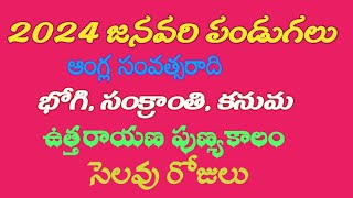 January 2024 festivals in teluguజనవరి 2024 పండుగలు సెలవు రోజులు [upl. by Mart]