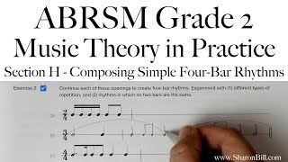 ABRSM Grade 2 Music Theory Section H Composing Simple Four Bar Rhythms with Sharon Bill [upl. by Nessie]