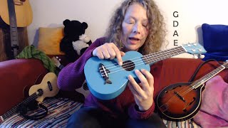 HOW TO  tune a ukulele like a mandolin or mandola using NORMAL STRINGS  ukelele tutorial [upl. by Eycats487]