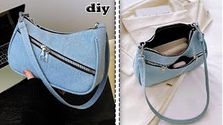 DIY Denim Jeans Purse Bag Idea from cloth at Home Making [upl. by Anaiq]