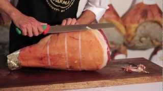 English Tutorial Preparing and slicing Parma Ham [upl. by Ensign]