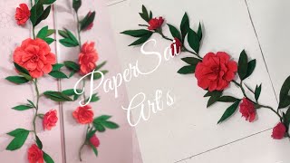 Handmade Crepe paper rose flower hanging for decoration DIYFlores de papel crêpePaperSaiarts [upl. by Irita614]