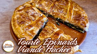 Tourte Epinards Viande Hachée Oignon  Recette Facile [upl. by Leakcim3]