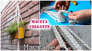 Tutorial 🌼PORTA MACETA COLGANTE🌱 con nudos básicos de MACRAME [upl. by Ahsiya452]