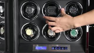 JQUEEN Automatic 6 Watch Winder Box With Lcd Touch Screen in Black Interior [upl. by Ellevehc]