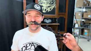 Mustache Styling With Jono amp His Curly Handlebar Mustache With Black Magic Death Grip Wax Blackout [upl. by Iorgos]