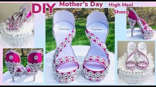 Dollar Tree DIY  Manualidades  Glam Mother’s Day High Heels Shoes Centerpiece 2019 WithMe [upl. by Ahter]