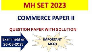 mh set 2023 commerce paper 2  PYQs important mcqs [upl. by Elliven]