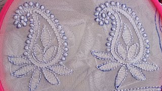 Chikankari Embroidery Tutorial Paisley Motifs Border Design Lucknow Hand Embroidery [upl. by Hyatt]