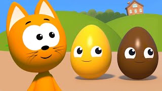 Learn colors with Balloons and Surprise Eggs  Meowmeow Kitty fun games for kids [upl. by Dosh]