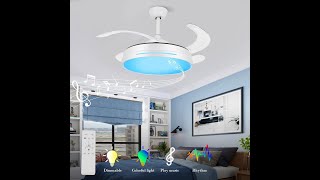 Retractable Ceiling Fan with Lights and Bluetooth Speaker [upl. by Eveam668]