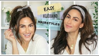 EASY HEADBAND HAIRSTYLES [upl. by Atsirtal]