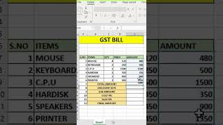 How to Calculate GST bill in Excel exceltech excel exceldataanalytics exceltips exceltricks [upl. by Eiralih]