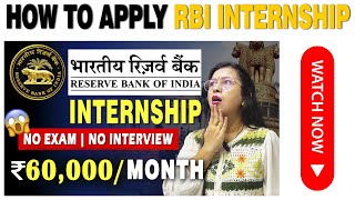 RBI Free Internships for Students  RBI Summer Internship  For Fresher Graduate amp Post Graduate [upl. by Kirch177]