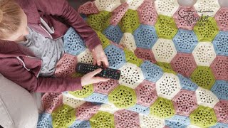 Crochet Hexagon Afghan Pattern  Cluster Version  EASY  The Crochet Crowd [upl. by Adiasteb]