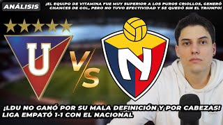 ¡La LDU de Vitamina no ganó por su mala definición Liga de Quito empató 11 con El Nacional [upl. by Plante]