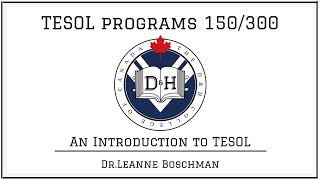 TESOL Course 150300 Program  Introduction to TESOL Chapter 1 [upl. by Ynatirb142]