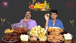 Diwali Special Sweet Eating Challenge  Biggest Home Made Sweets amp Snacks Eating Challenge [upl. by Samale]