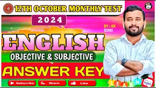 12TH English Answer Key  Objective amp Subjective  October Monthly Test kkSonu [upl. by Derdlim786]