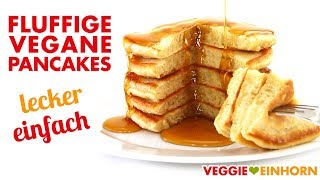 Fluffige VEGANE PANCAKES 🔴 Leckeres Pfannkuchen Rezept ohne Ei ohne Milch und ohne Banane EINFACH [upl. by Moir]