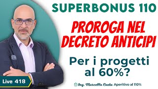 SuperBonus 110  Proroga nel Decreto Anticipi Per i progetti al 60  Aperitivo al 110  N 418 [upl. by Ide]