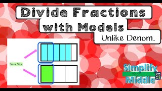 Dividing Fraction Models Unlike Denominators [upl. by Hesther]