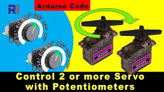 How to control 2 Servo or more with Potentiometers using Arduino  Robojax [upl. by Carrick]