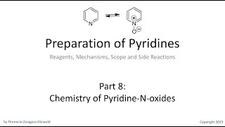 Preparation of Pyridines Part 8 Chemistry of PyridineNoxides [upl. by Iral]