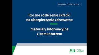 Roczne rozliczenie składki zdrowotnej webinar [upl. by Jeanie]