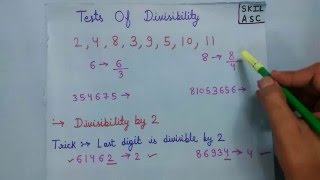 Tests of Divisibility  Divisibility Rules for 2 3 4 5 8 9 10 11 [upl. by Eizdnil]