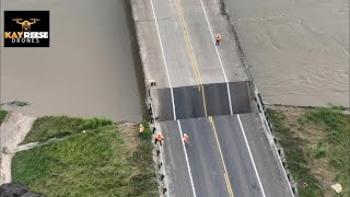 Drone video shows collapse of FM 787 over the Trinity Bridge in Liberty Co [upl. by Nwahsad]