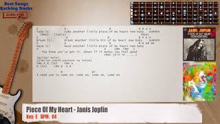 🎸 Piece Of My Heart  Janis Joplin Guitar Backing Track with chords and lyrics [upl. by Herrod]