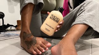 ASMR applying lotion  feet rubbing ☺️  massage [upl. by Nylauqcaj]