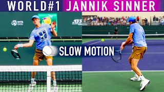 World 1 Jannik Sinners forehand backhand in 4K Slow Motion [upl. by Annoif]