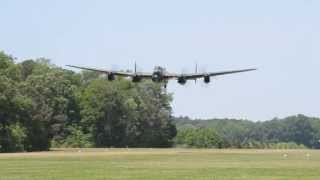 Avro Lancaster Low Pass  2013 Warbirds Over the Beach Airshow [upl. by Eleik]