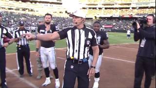 Ed Hochuli calls Oakland Raiders Los Angeles oops [upl. by Kammerer]