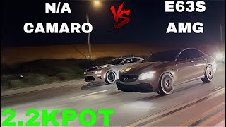 NA CAMARO SS VS MERCEDES E63S AMG 22KPOT mexico racing mercedes camaro outside e [upl. by Attenwad]