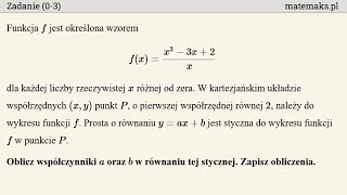 Matura rozszerzona 2024  zadanie 4  styczna do wykresu funkcji [upl. by Galliett]