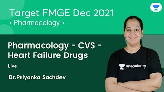 Pharmacology  CVS  Heart Failure Drugs  FMGE Dec21  Lets crack NEET PG  Dr Priyanka Sachdev [upl. by Mariele513]