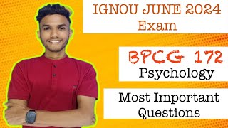 BPCG 172  important questions  Psychology  IGNOU DU EXAM BDP [upl. by Vail705]