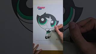 Coloring Buttercup from Powerpuff Girls 💚 fy cartoon coloringforkids kids powerpuffgirls [upl. by Sidon672]