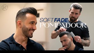 SOFT FADE Pompadour  MEN´S hairstyling inspiration [upl. by Orpheus]