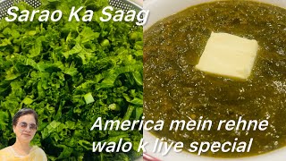 ❤️America Mein Rehne Wale Saag Kaise BanayePunjabi Sarso Ka SaagMustard Greens Leavesसरसों का साग [upl. by Bevis]