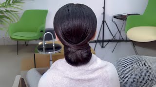 How to do sleek bun hairstyle  Sleek bun hairstyle tutorial [upl. by Anahsirk673]