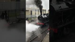 Footplate crew LMS 4F midland 44422 BishopsLydeard steam locomotive railways westsomerset [upl. by Drandell]