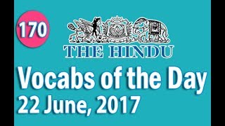 Daily The Hindu Vocabulary 22 June 2017  Learn 10 New Words with Tricks  Day170 [upl. by Billmyre]