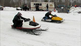 VINTAGE SNOWMOBILES RACING  SKIDOO VS POLARIS  Just Snowmobiles [upl. by Laundes]