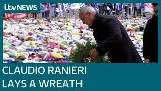 Claudio Ranieri pays his respects at Leicesters King Power stadium ITV News [upl. by Ethban]