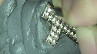 Diamond setting white diamonds in a white gold solid cross for a pendant  van dooren diamonds [upl. by Renzo691]