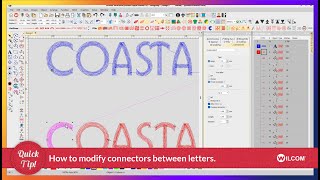 How to modify connectors between embroidery lettering  Wilcom Quick Tip [upl. by Ardena]